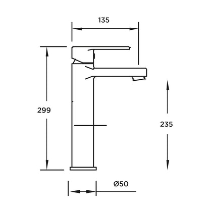 Grifo de lavabo extra alto Stillo Mónaco Cold Open cromo con aireador