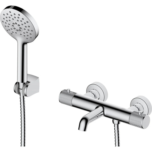 Grifería de baño ducha Stillo Hades termostático cromo moleteado