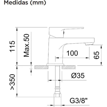 Grifo de lavabo bajo Stillo Kyra-N cromo con aireador
