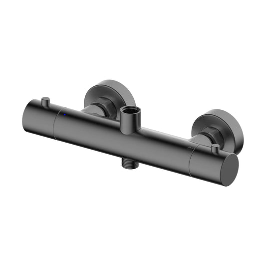 Columna de grifería para ducha termostático Stillo Hades gun metal rociador mural 2 vías Ø250mm maneral de 3 funciones