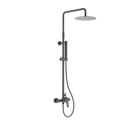 Columna de grifería para ducha monomando Stillo Zeus negro rociador mural 2 vías Ø250mm